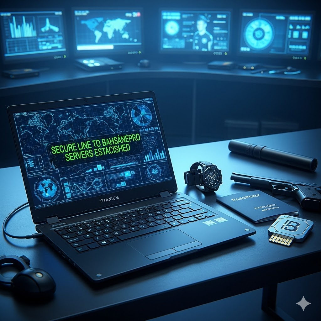 Bahsinepro direkt giriş görevini başarıyla tamamlayan gizli ajanın yüksek teknoloji operasyon masası ve ekipmanları.