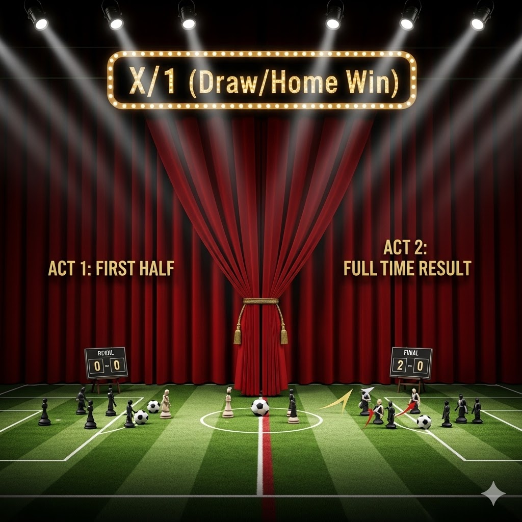 Bir futbol maçını iki perdelik bir oyun gibi analiz ederek, en iyi ilk yarı maç sonucu taktikleri ile doğru senaryoyu ve sonucu tahmin etmek