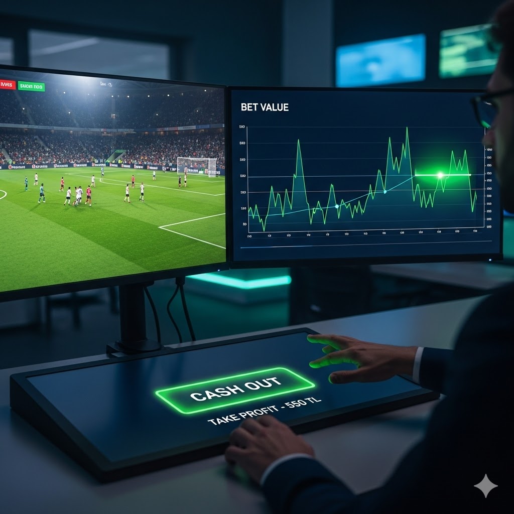 Canlı maçı analiz ederken, akıllı bahis bozdurma stratejileri uygulayarak dijital ekranda kârını realize eden bahis analisti.