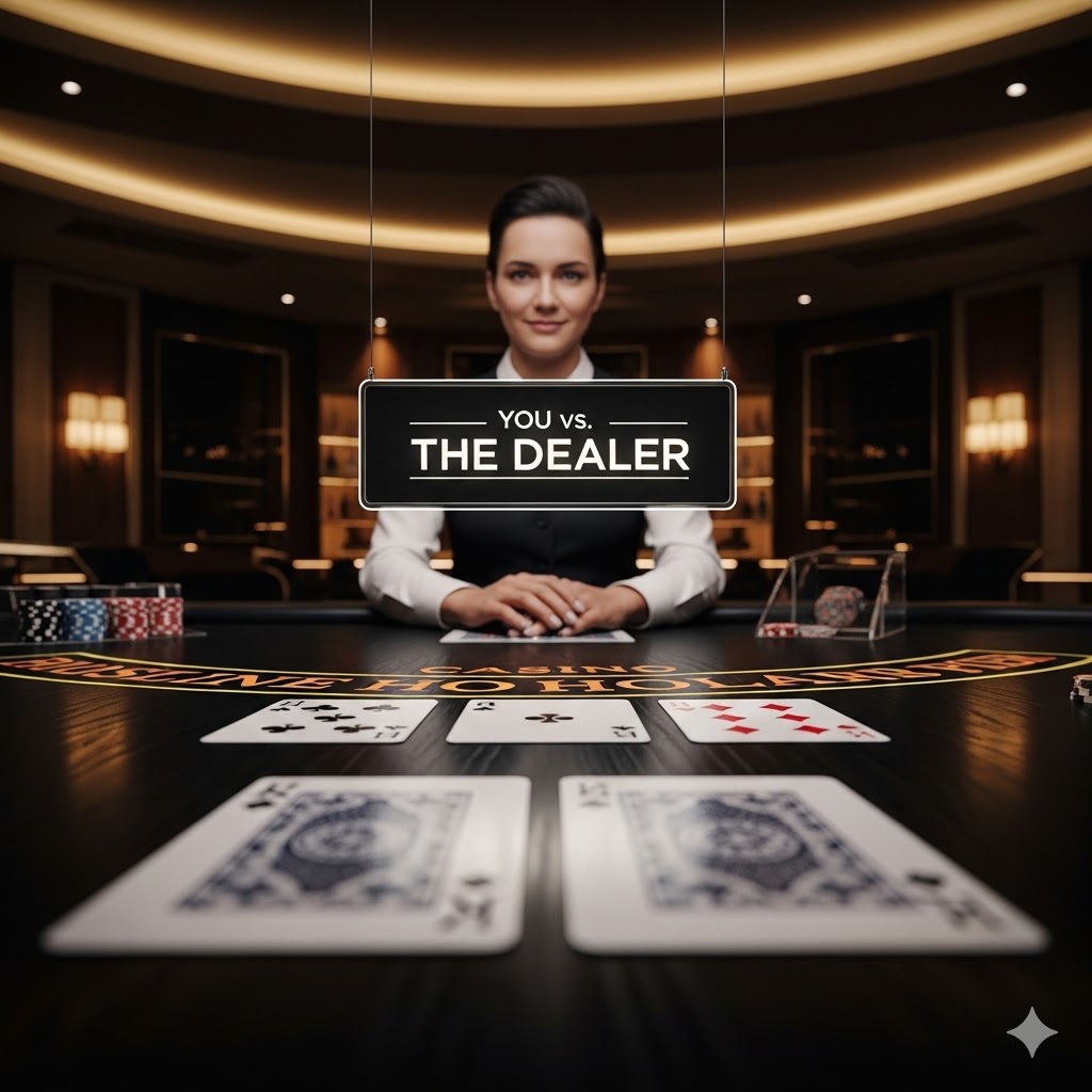 Casino Hold'em nasıl oynanır bilen bir oyuncunun, canlı bir krupiyeye karşı en kritik stratejik kararını verdiği an.