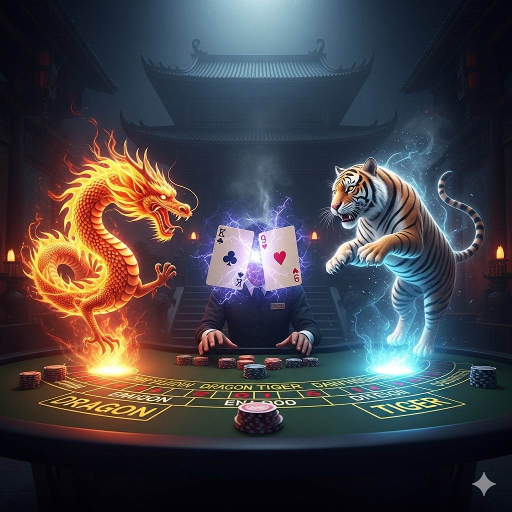Dragon Tiger nasıl oynanır sorusunun cevabı Canlı bir casino masasında, Ejderha ve Kaplan arasındaki efsanevi savaşta daha yüksek kartı tahmin etme sanatı.