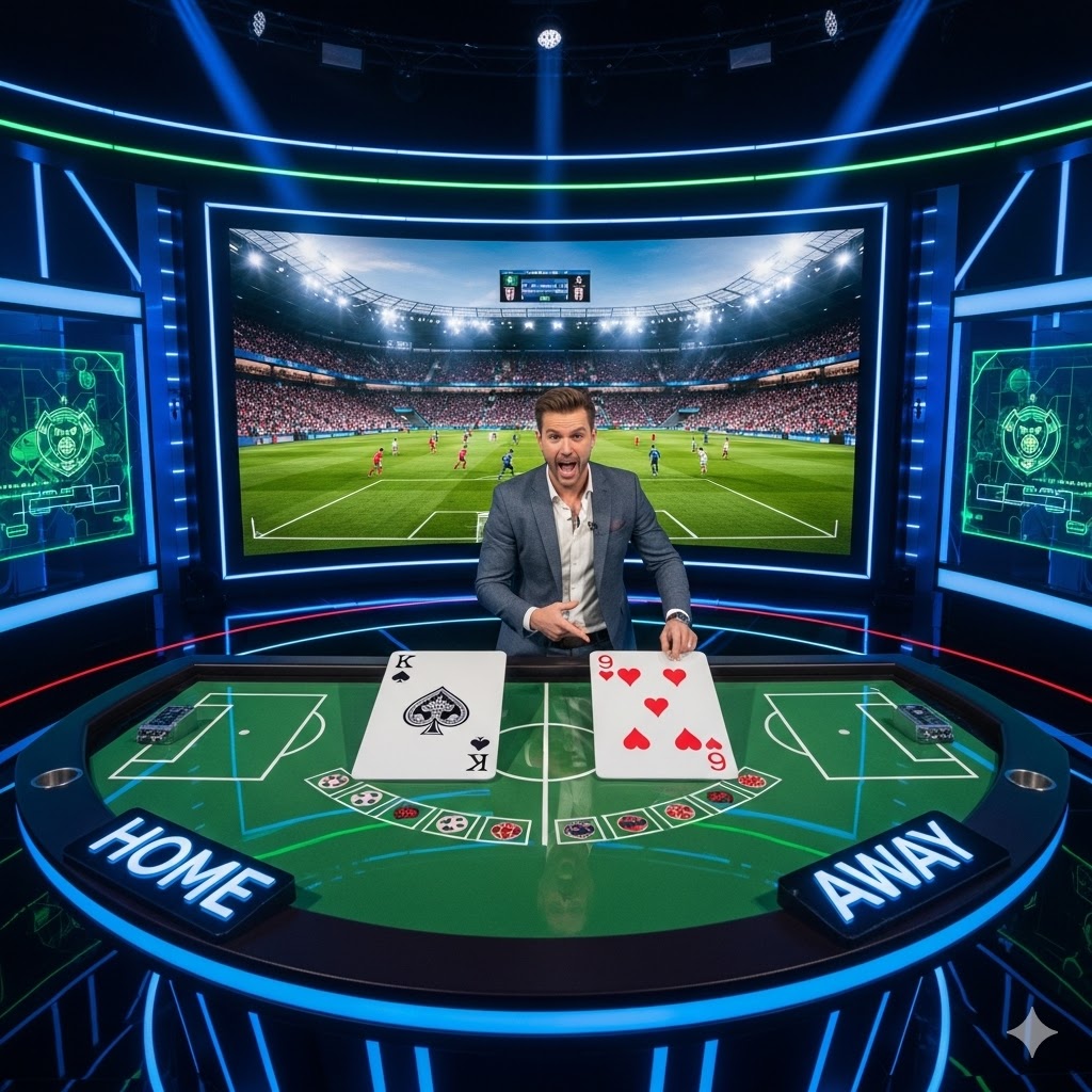 Football Studio nasıl oynanır sorusunun cevabı Canlı bir sunucu, futbol temalı bu hızlı ve sosyal kart oyununda kazanan tarafı belirliyor.