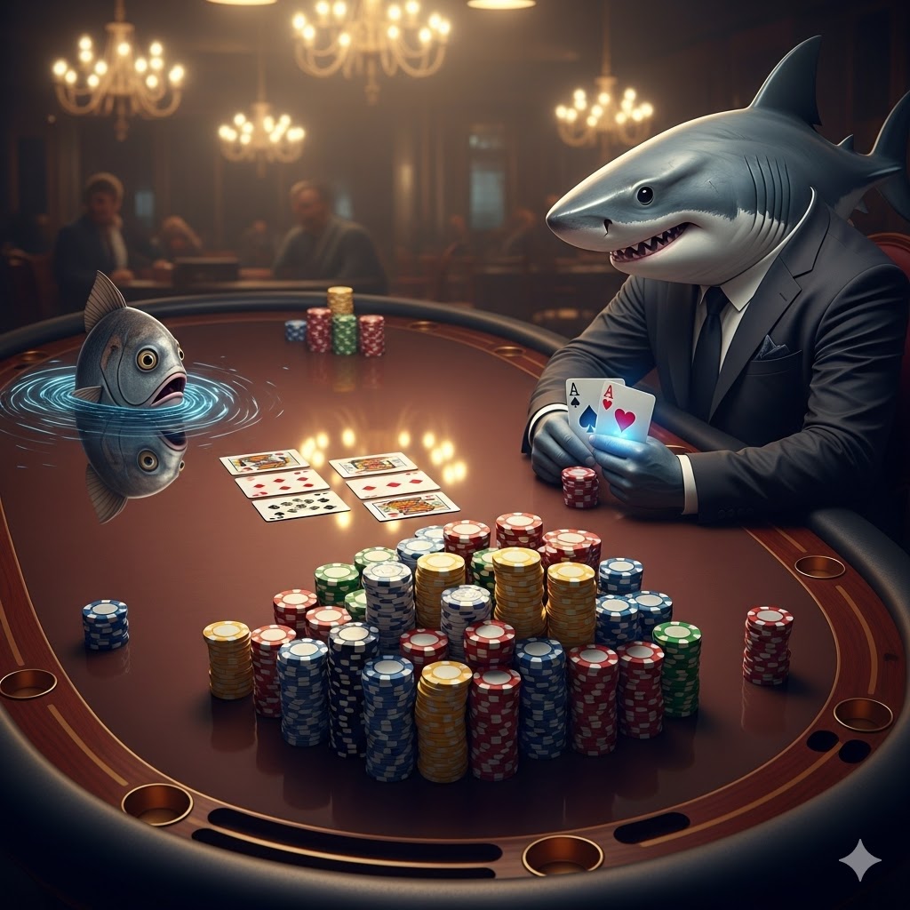 Texas Hold'em kazanma taktikleri ile poker masasında bir 'balık' olmaktan çıkıp 'köpekbalığı' olmaya evrilen usta oyuncu.