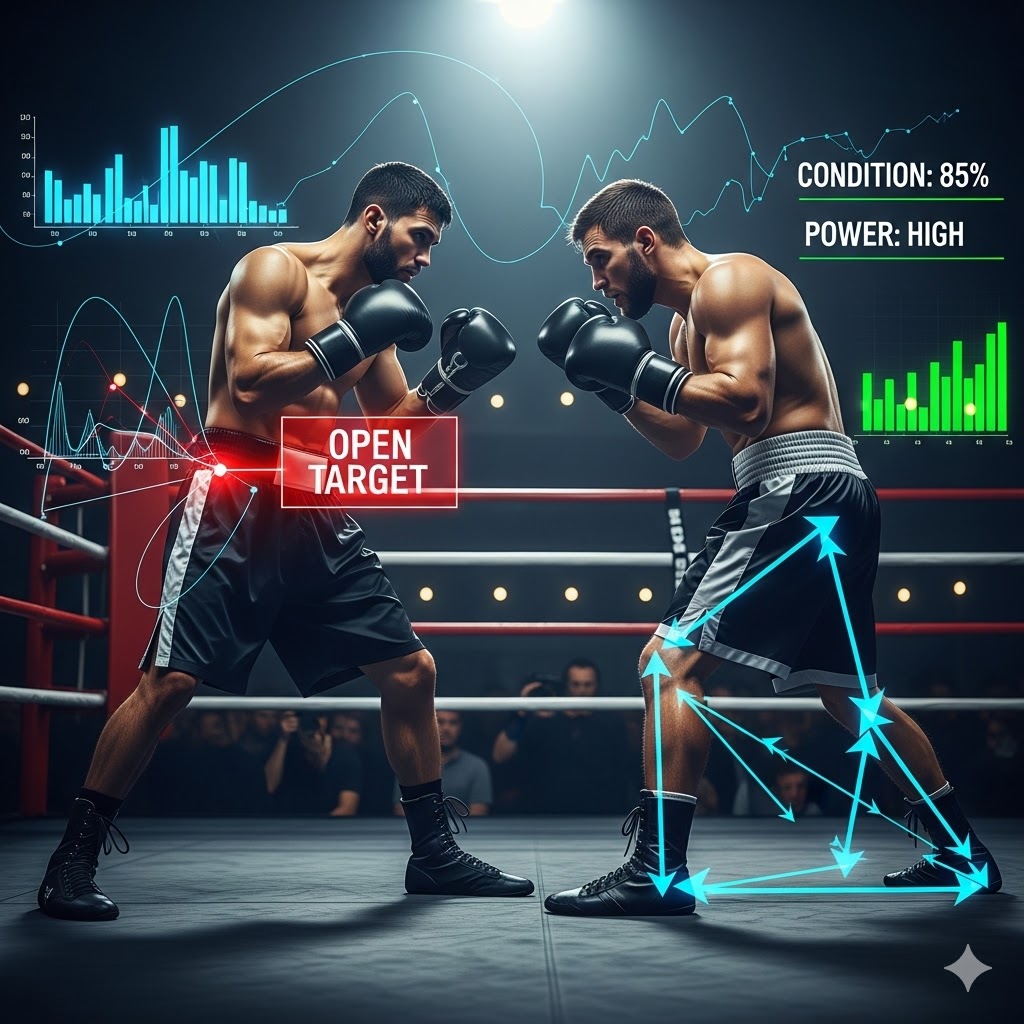 Uzman bir analist, boks bahisleri nasıl yapılır sorusunun cevabı olarak, bir boks maçı sırasında dövüşçülerin taktiksel detaylarını ve anlık verilerini inceliyor.